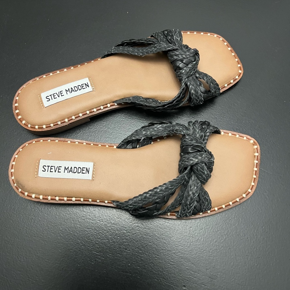 Steve Madden Black Braided Sandals